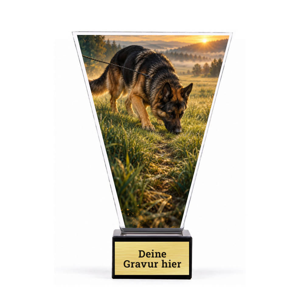 Signature Pokal FĂ€hrtenhundsport auf Sockel â Produktansicht