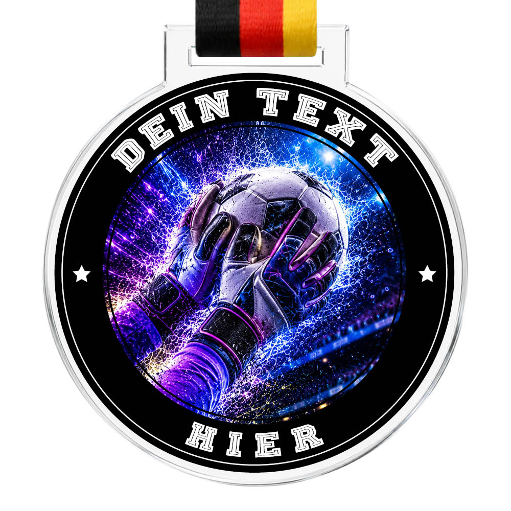Signature-Medaille: Torwarthandschuhe und Fußball