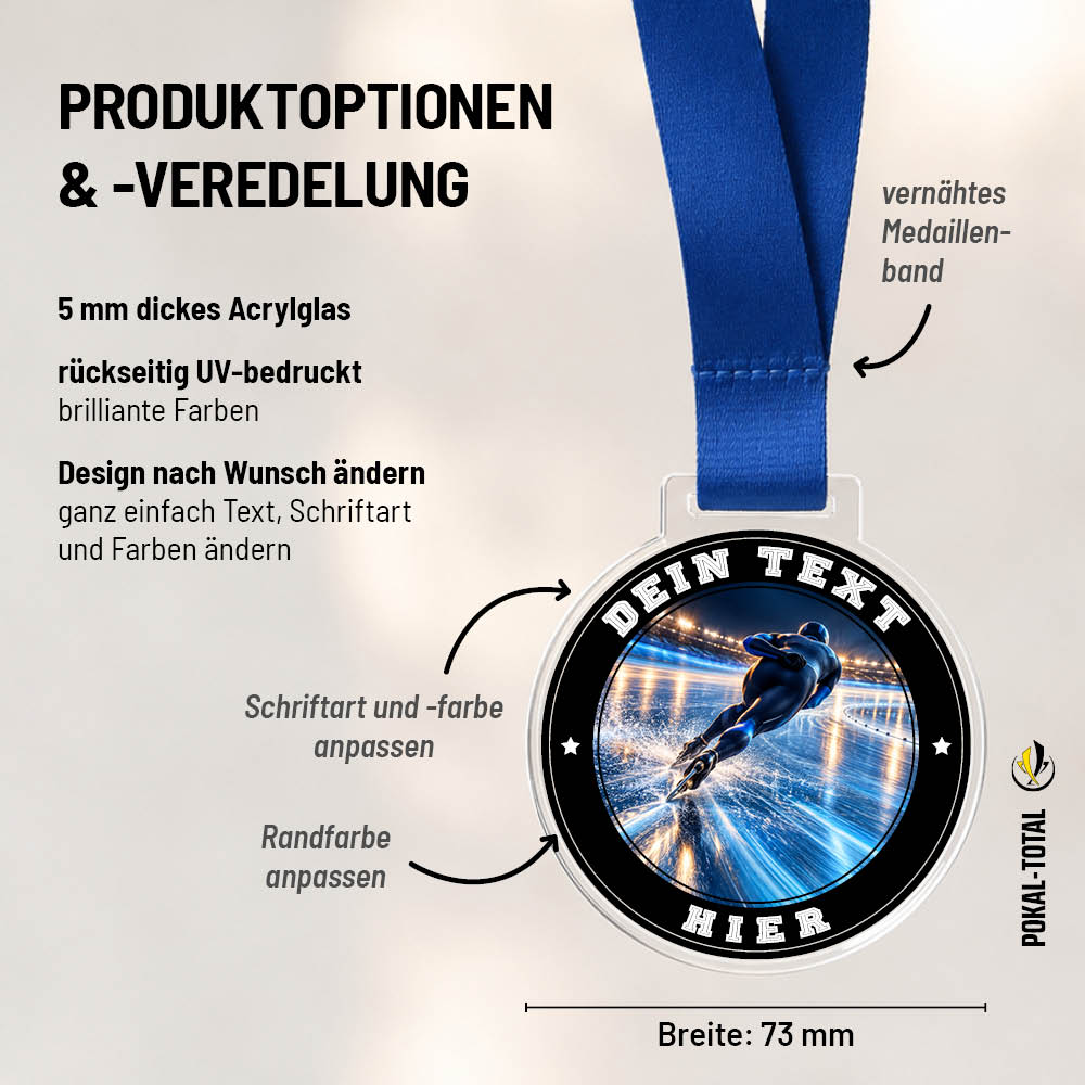Maßübersicht der Signature Medaille Eislaufen