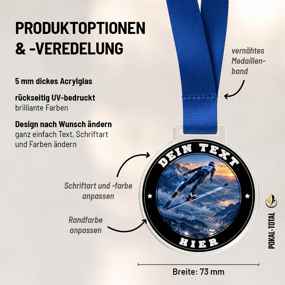 Maßübersicht der Signature Medaille Skispringen