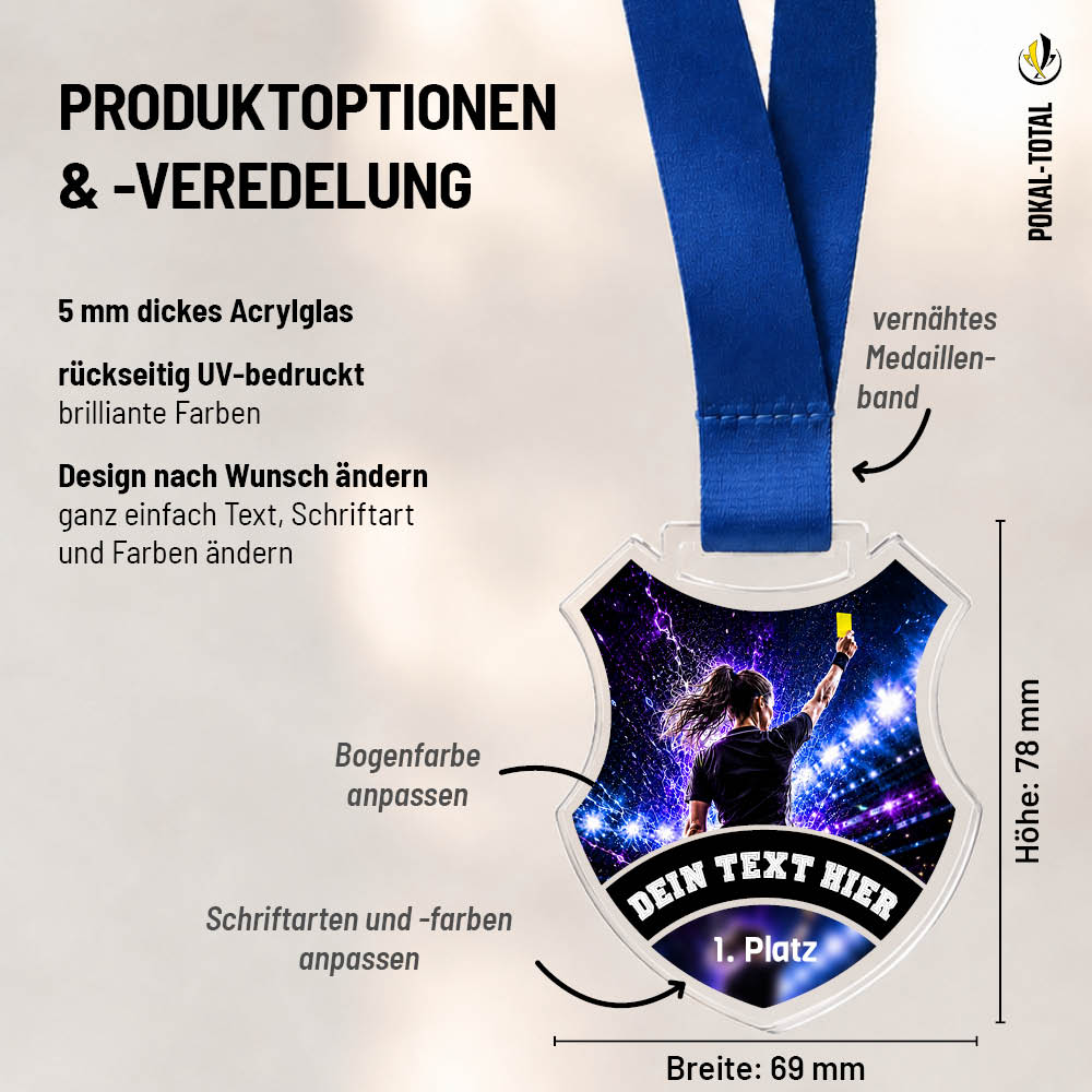 Wappen Medaille Beste Schiedsrichterin: Maßübersicht und Gestaltungsoptionen