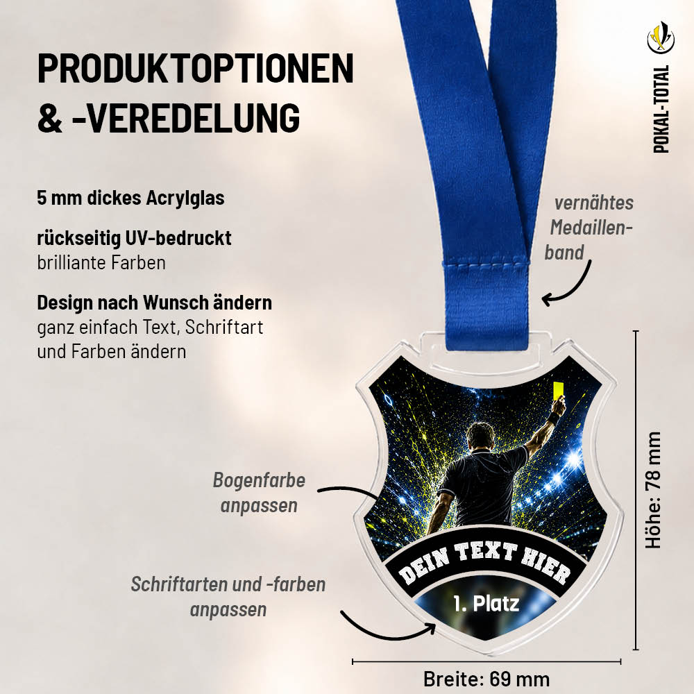 Wappen Medaille Bester Schiedsrichter: Maßübersicht und Gestaltungsoptionen