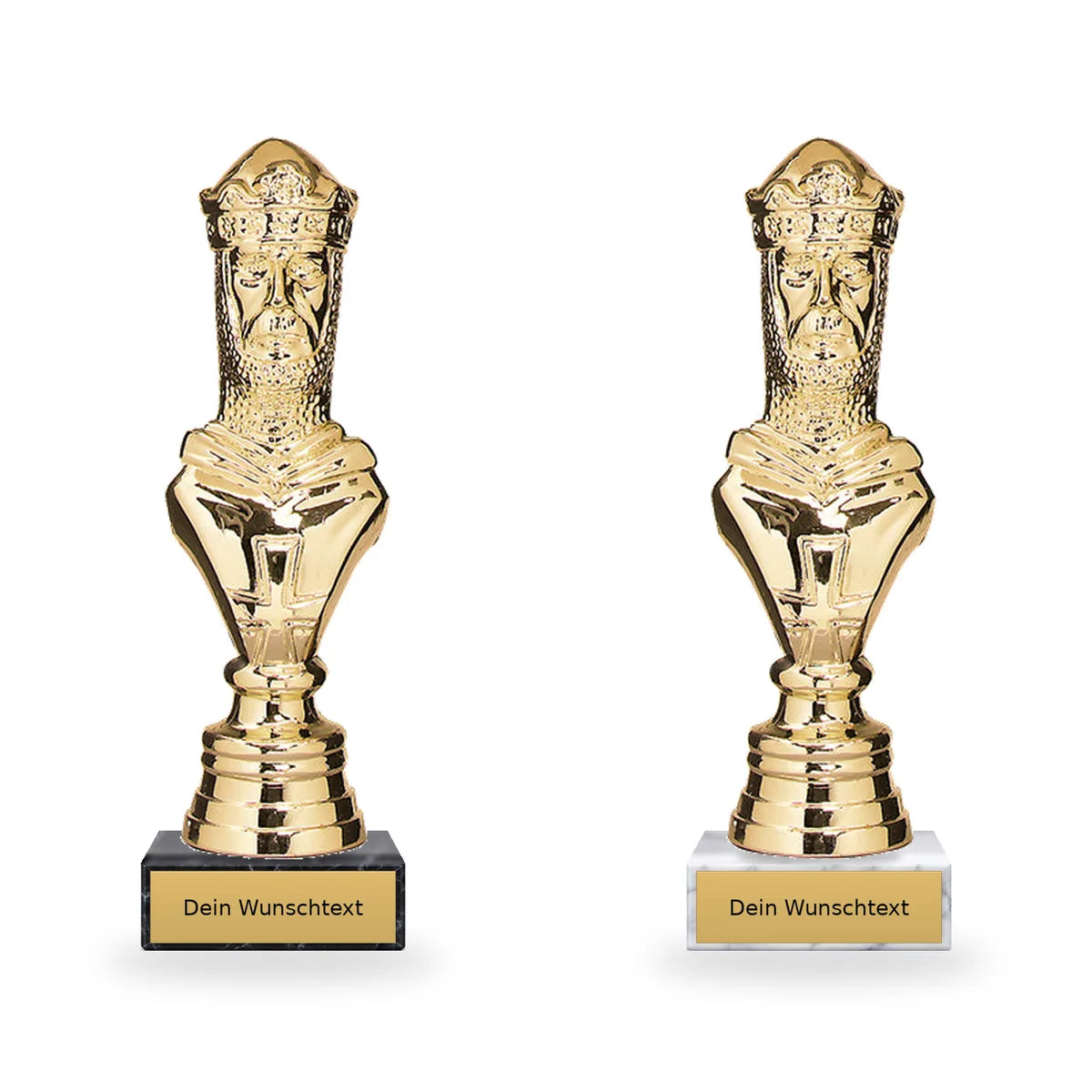 Schach Pokal-Figur Mailand auf schwarzem und weißem Marmorsockel mit Schild für individuelle Beschriftung