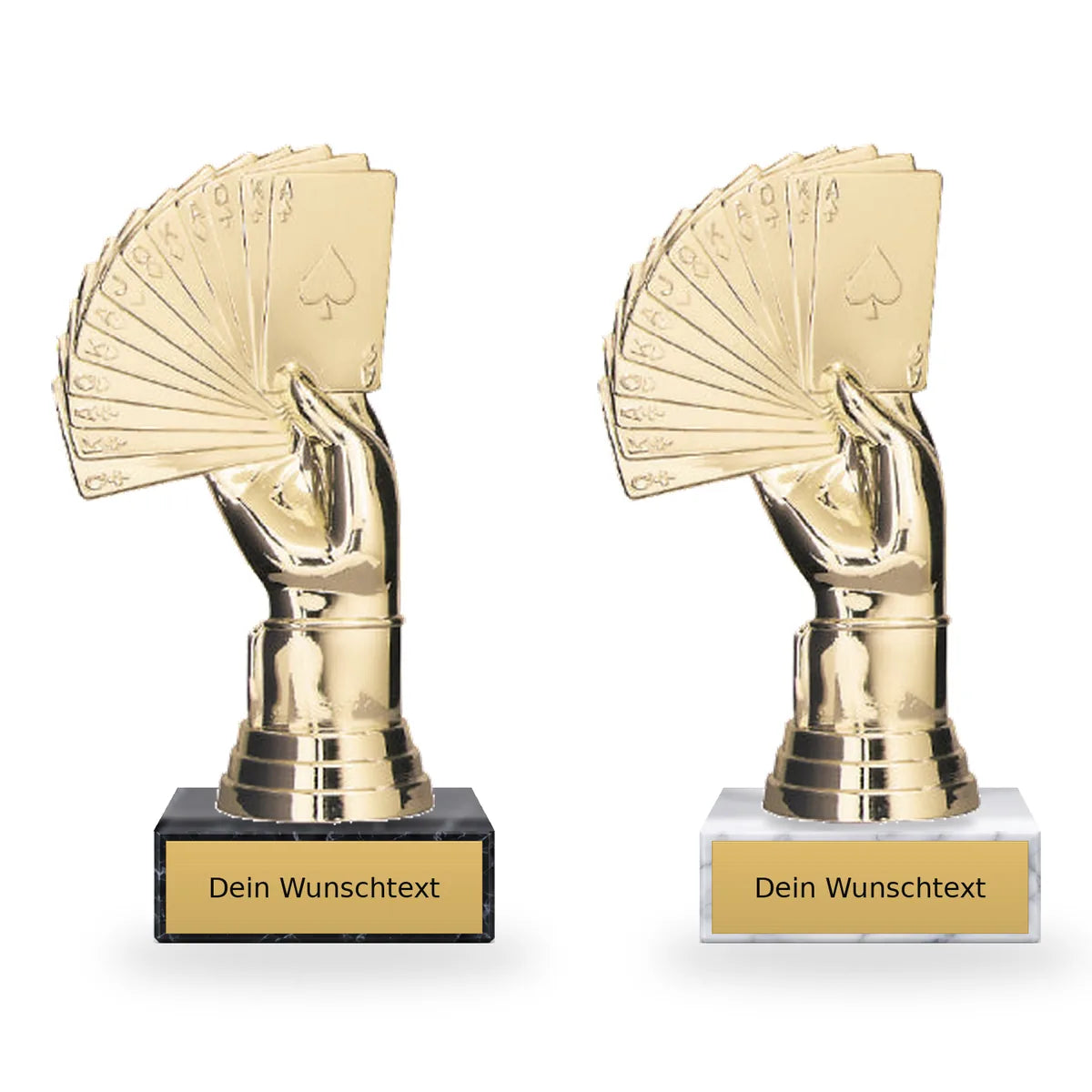 Karten Pokal-Figur Charkiw auf schwarzem und weißem Marmorsockel mit Schild für individuelle Beschriftung