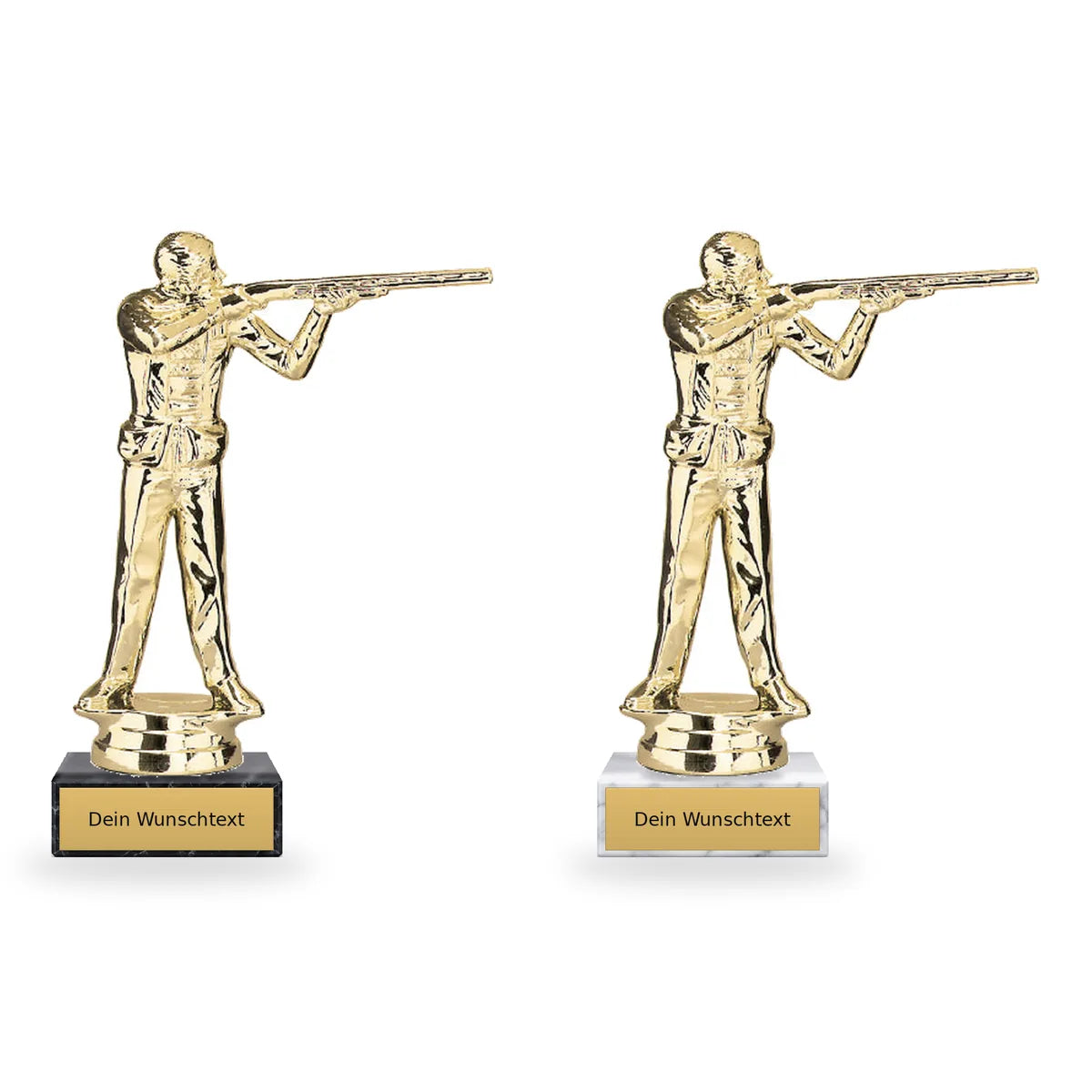 Gewehr Pokal-Figur Breslau auf schwarzem und weißem Marmorsockel mit Schild für individuelle Beschriftung