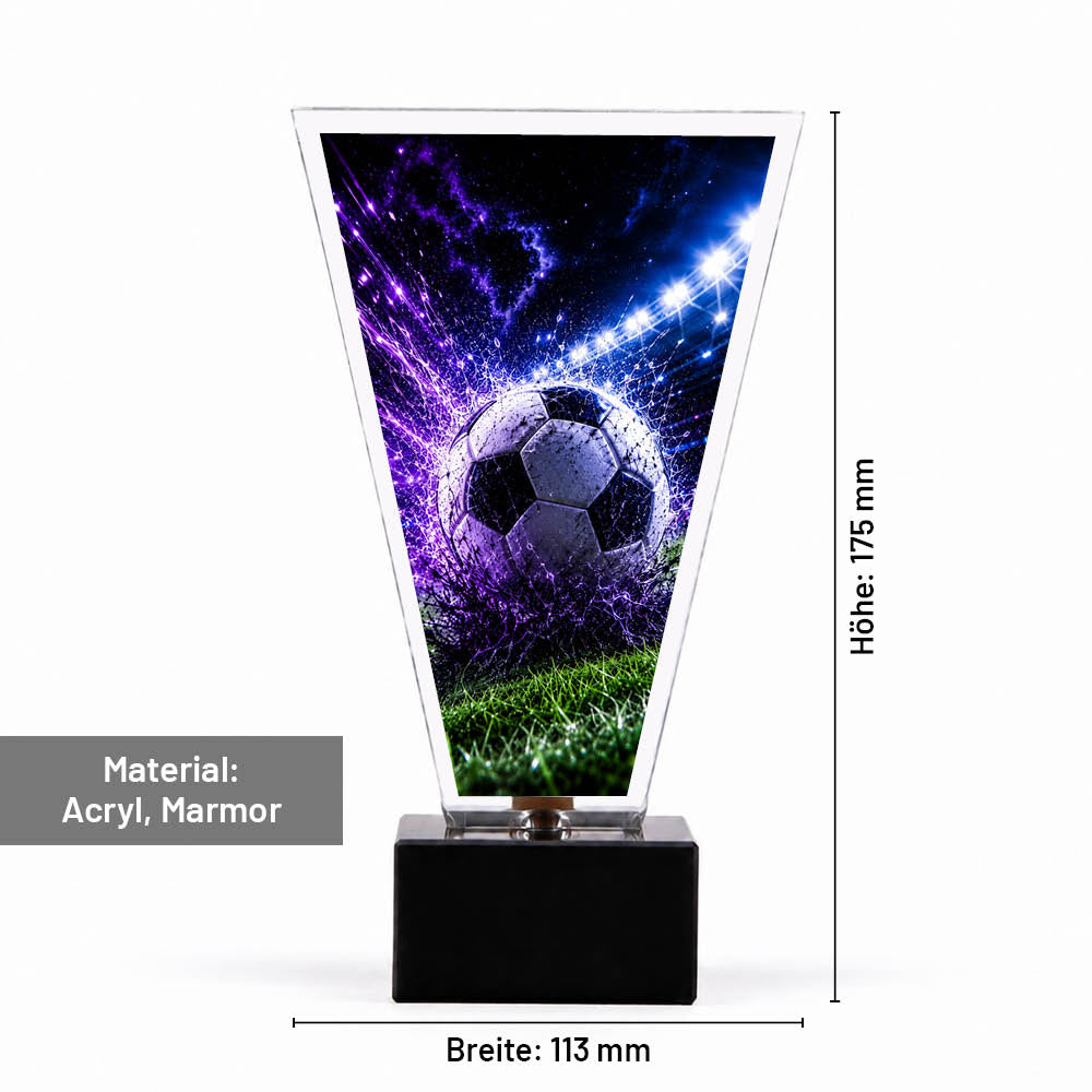 Signature Glaspokal Fußball Weiblich – Maße 175 × 113 mm