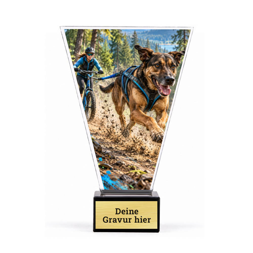 Signature Pokal Dogscooter auf Sockel – Produktansicht