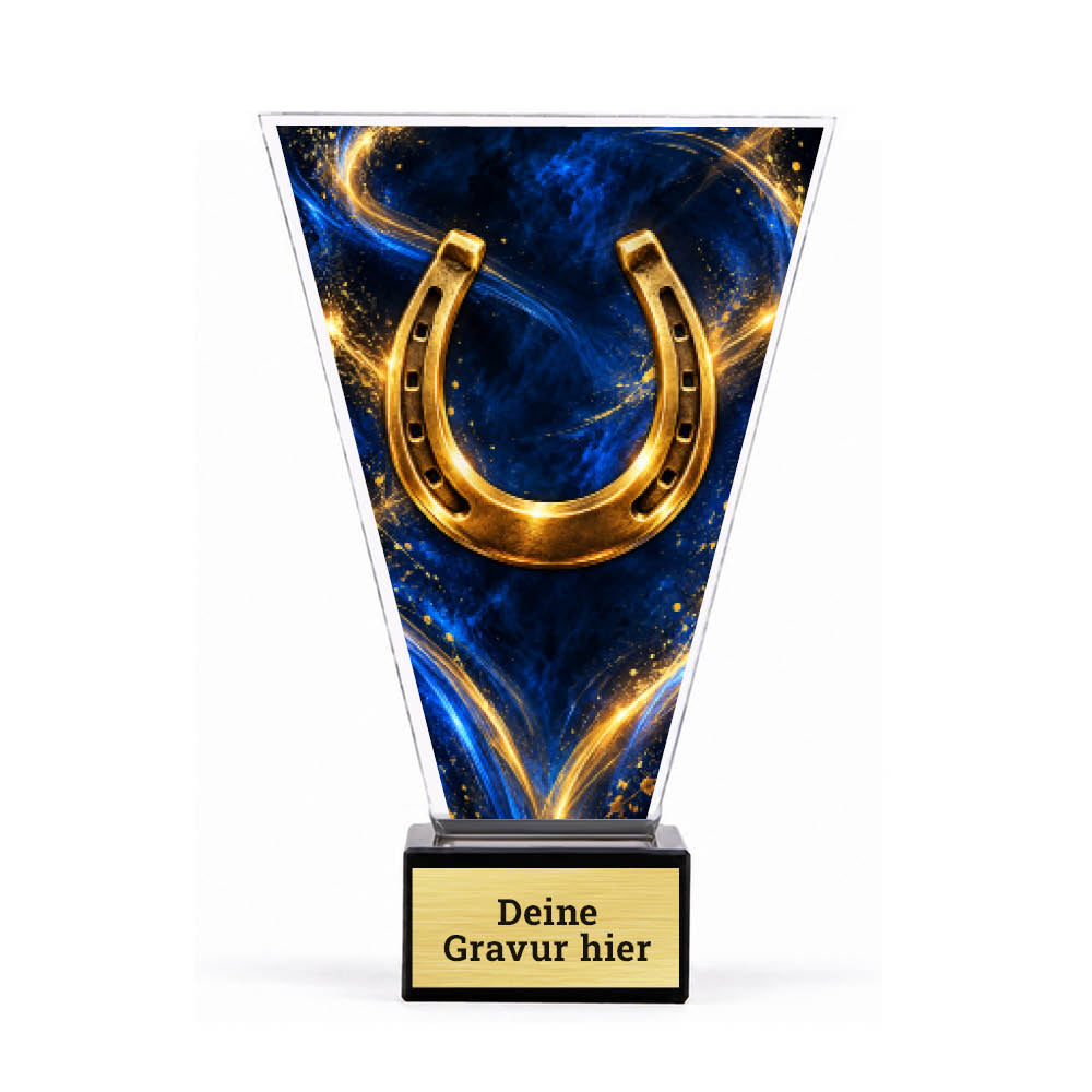 Signature Pokal Goldenes Hufeisen auf Sockel – Produktansicht