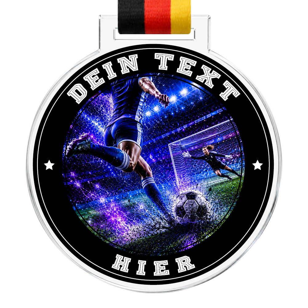 Signature-Medaille: Fußballspielerin beim Torschuss