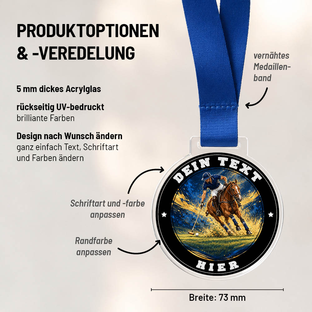 Maßübersicht und Gestaltungsoptionen der Signature Medaille Polo