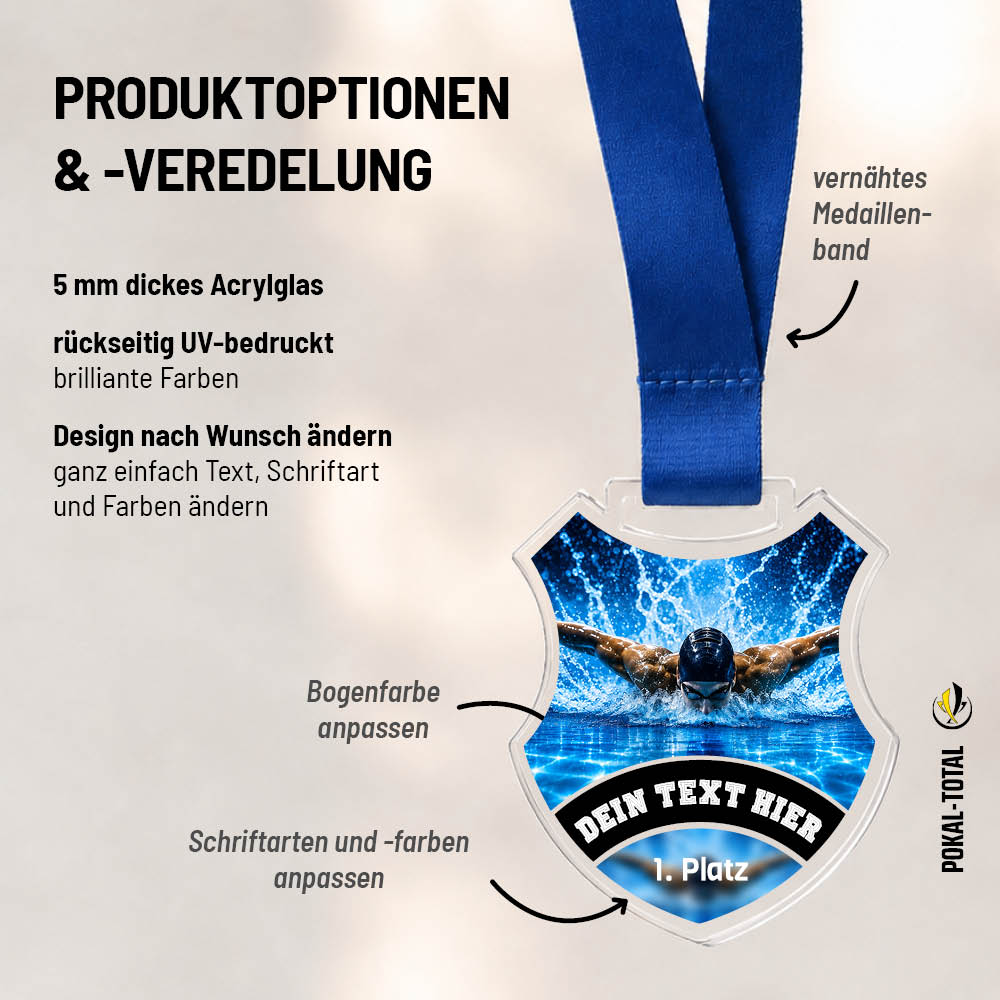 Wappen Medaille Schwimmen männlich