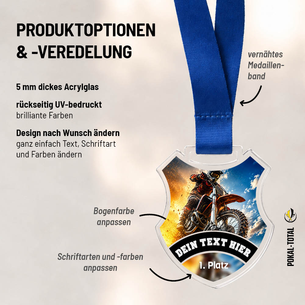 Wappen Medaille Motocross