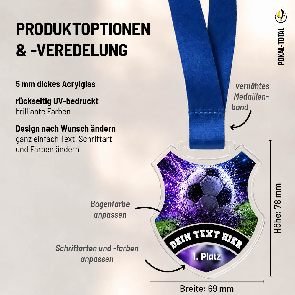 Wappen Medaille Fußballspielerin: Maßübersicht und Gestaltungsoptionen