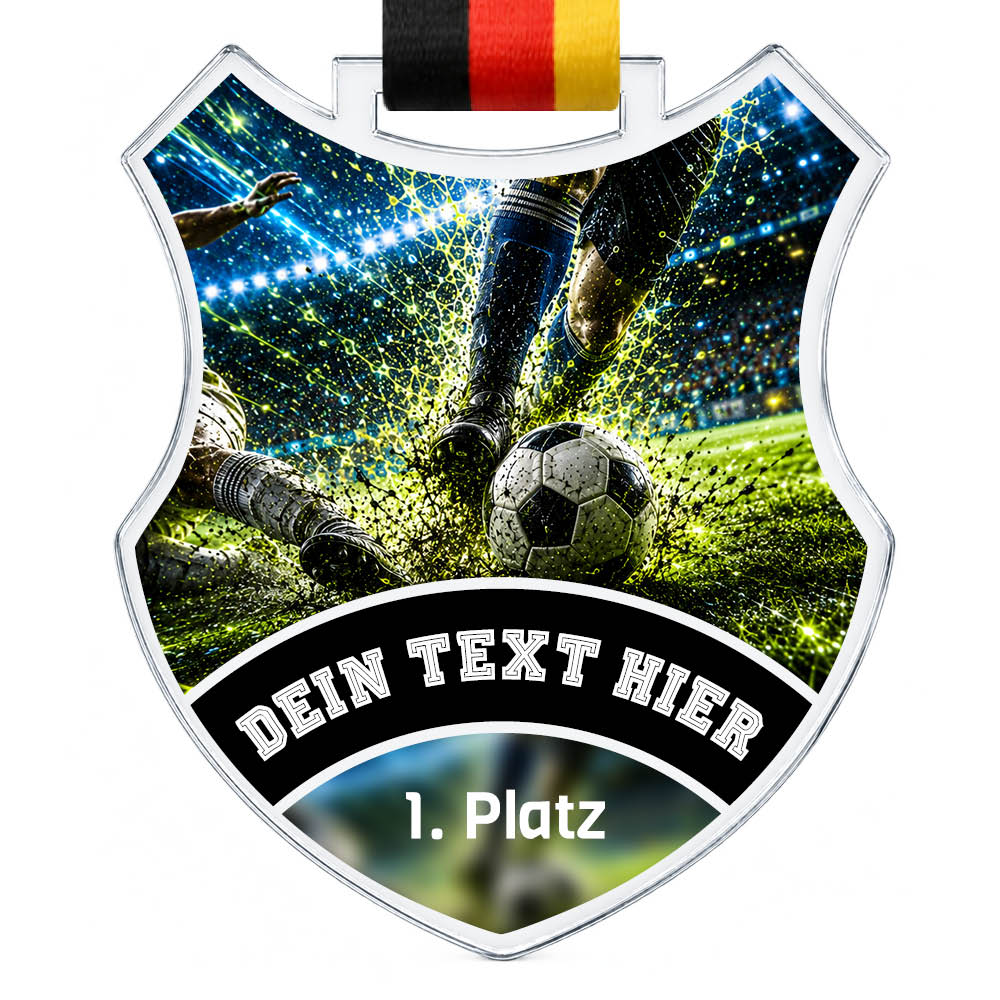 Wappen-Medaille: Fußballspieler am Ball