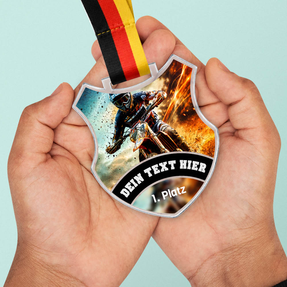 Wappen-Medaille Enduro aus Acrylglas – Größenansicht der Medaille
