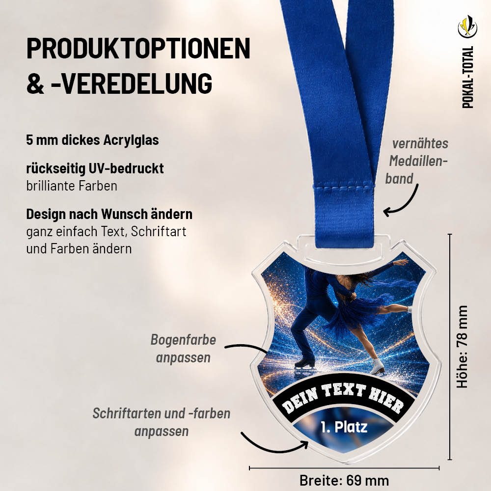 Maßübersicht der Signature Medaille Paar Eiskunstlauf