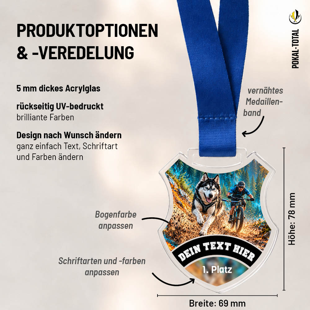 Maßübersicht der Wappen Medaille Bikejoering