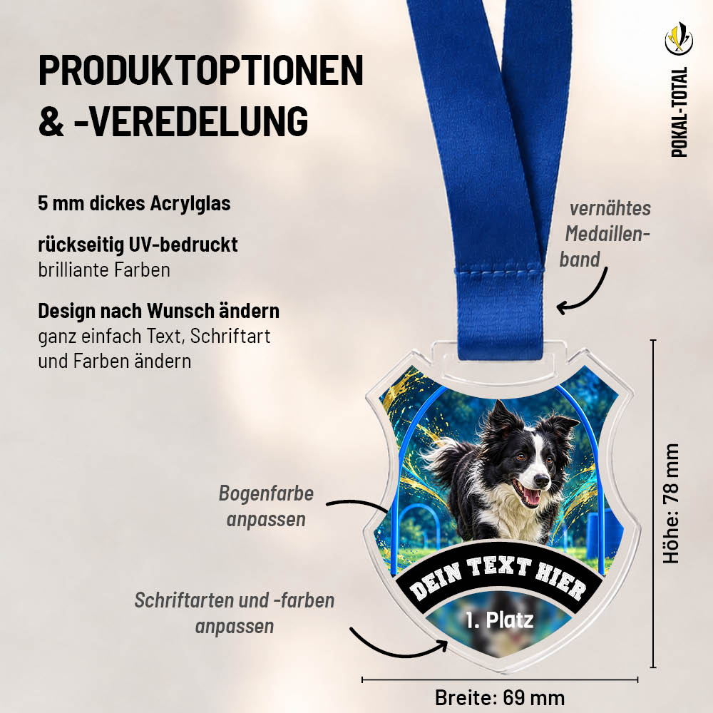Maßübersicht der Wappen Medaille Hoopers