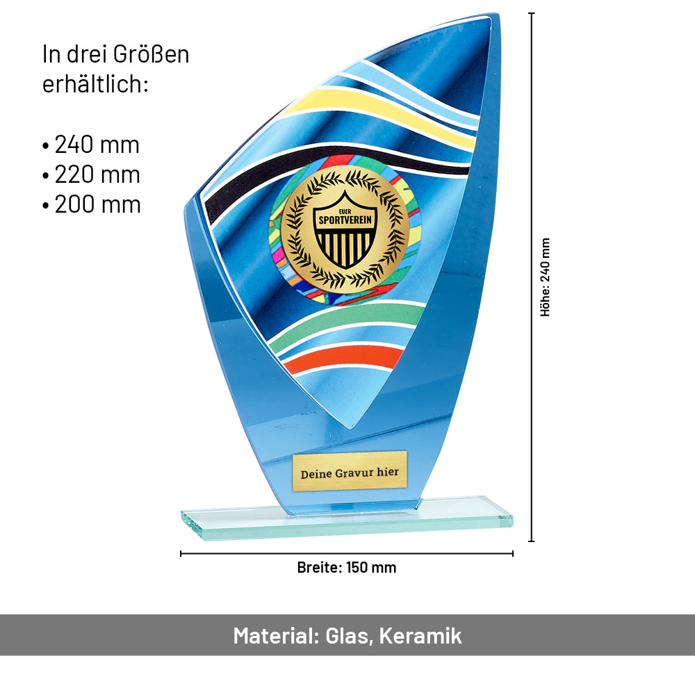 Glaspokal verspiegelt mit Emblem