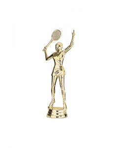 Tennis Figur gold  Preis Pokal Trophäe mit echter Gravur 21,6 cm 